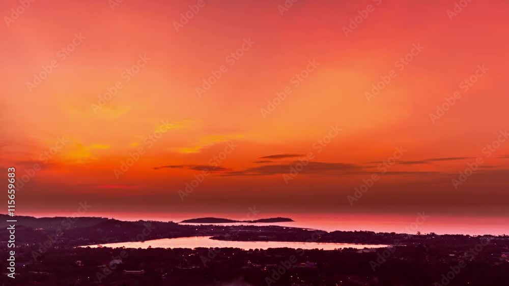 Dawn over sea and jungle on a tropical island Koh Samui Dawn over sea and jungle on a tropical island Koh Samui
