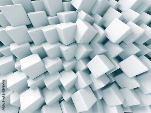 White Cubes Abstract Chaotic Background