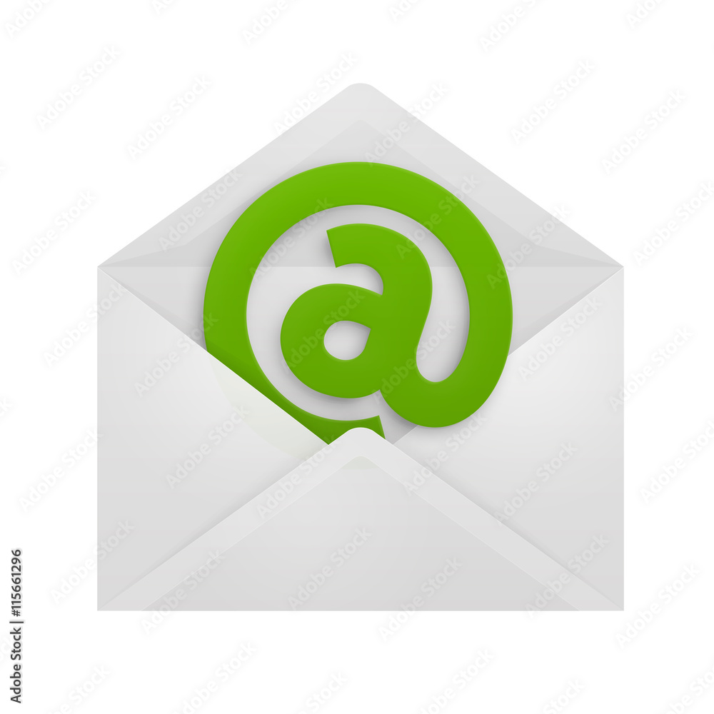 'at' symbol in an envelope. 'at' symbol in an envelope.
