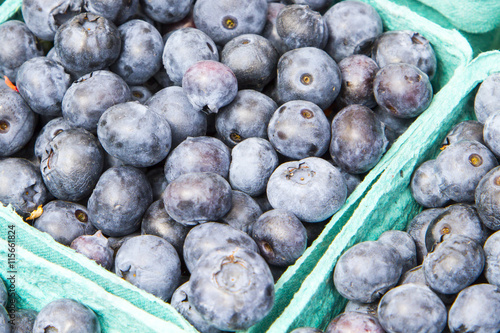 Fresh blueberries on display at a local market