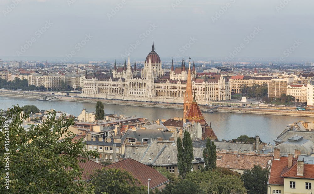 Budapest cityscape with Hungarian Parliament Building