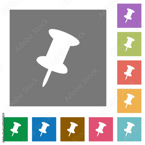 Push pin square flat icons