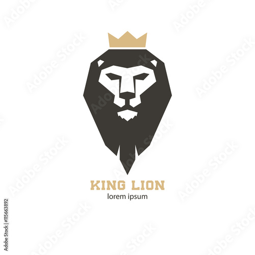 Fototapeta Naklejka Na Ścianę i Meble -  Lion mark. Lion head with gold crown.