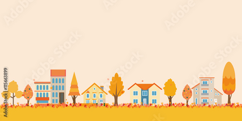紅葉　秋　家　背景