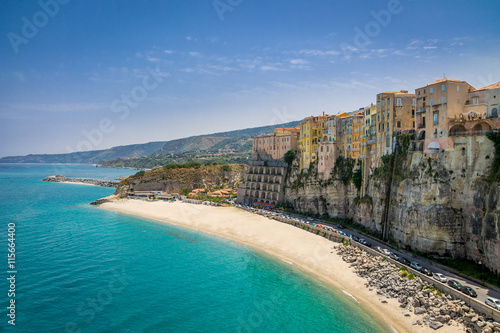 High view of Tropea town and beach - Calabria, Italy