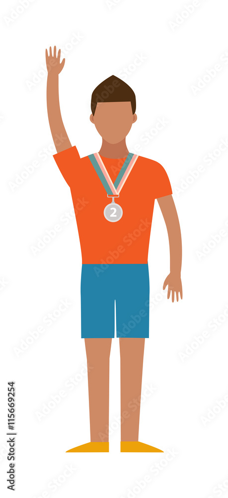 Obraz premium Trophy sports awards and winner team people. Winner athlete and young champion sports awards fitness trophy cup. Winning runner with winners, success competition sports awards character flat vector.