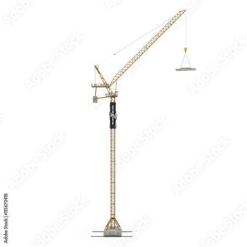 Side view construction crane isolated 3d rendering