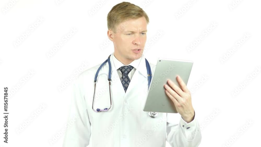 Doctor Online Consulting Patient, Skype via Tablet Doctor Online Consulting Patient, Skype via Tablet