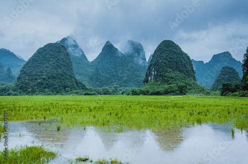 Beautiful karst rural scenery in spring 