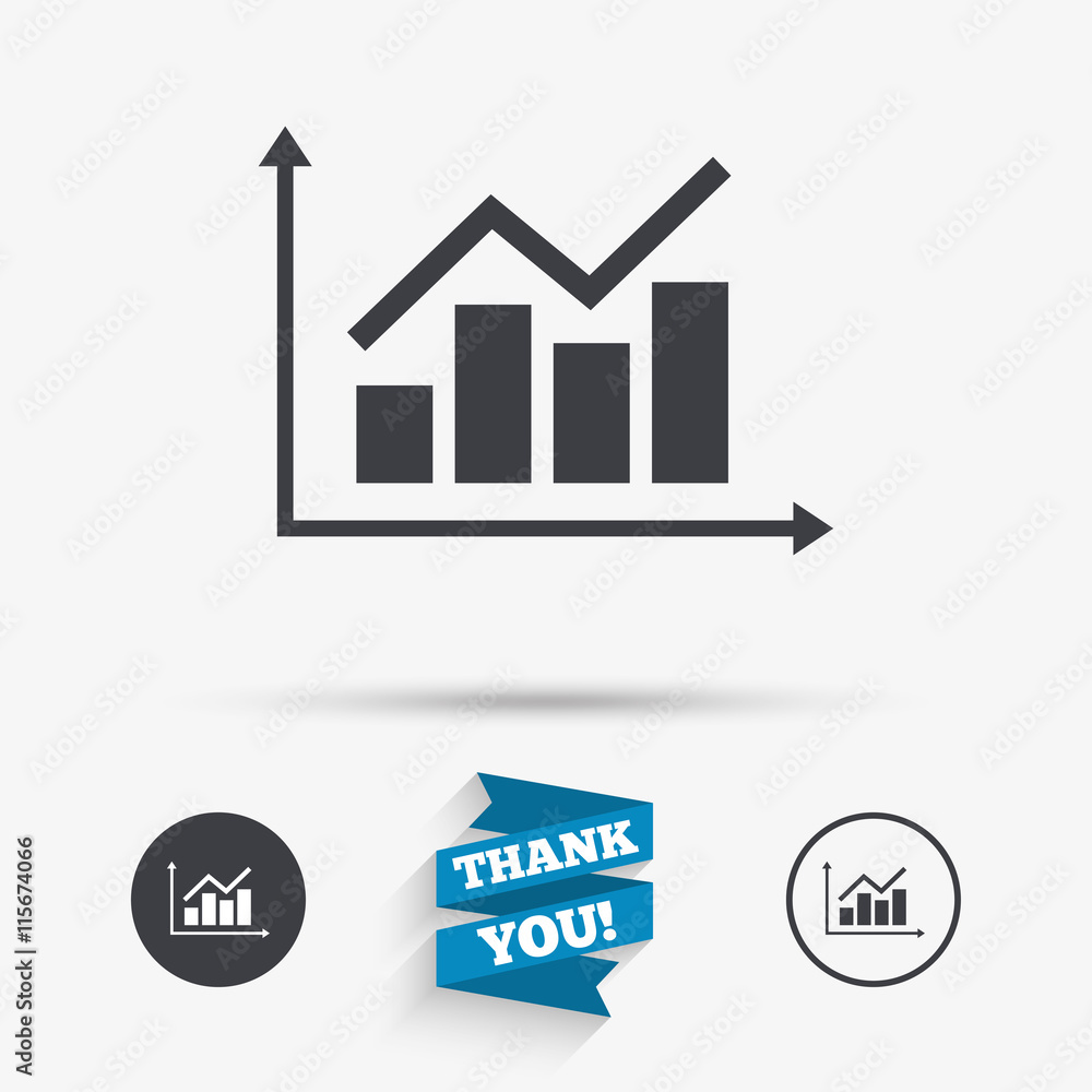 Graph chart sign icon. Diagram symbol. Graph chart sign icon. Diagram symbol.