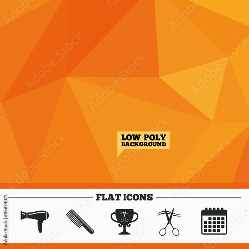 Hairdresser icons. Scissors cut hair symbol.