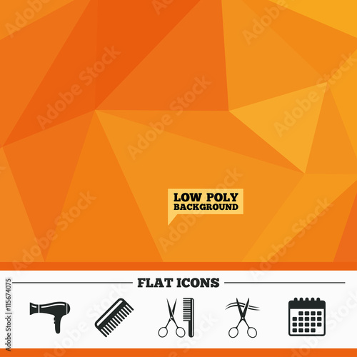 Hairdresser icons. Scissors cut hair symbol.