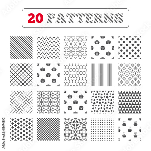 Cooking pan icons. Boil fifteen minutes.