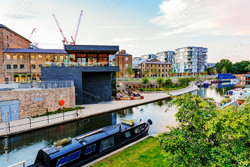 Kings cross canal with buildings photo