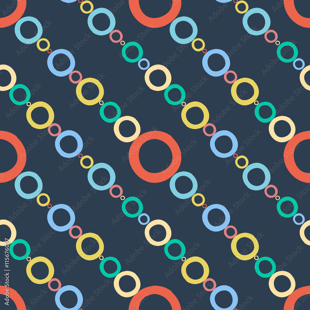 Fototapeta premium Circle Hand Drawn Background Colored Lines Seamless Pattern