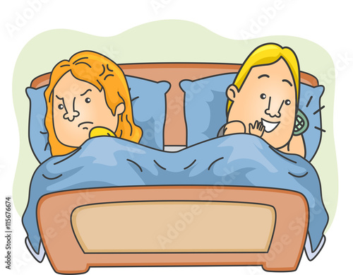 Couple Bed Boy Phone