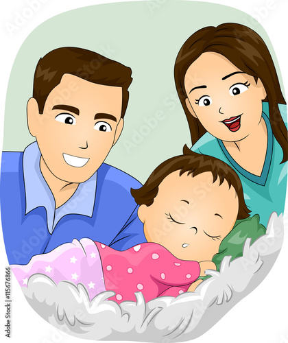 Couple Mom Dad Baby Sleep