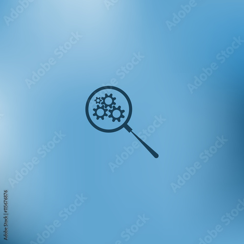 Flat paper cut style icon of magnifier