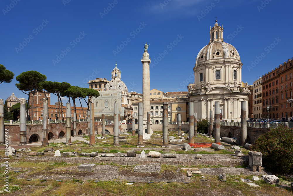 Trajan's Forum in Rome on a beautiful sunny day 