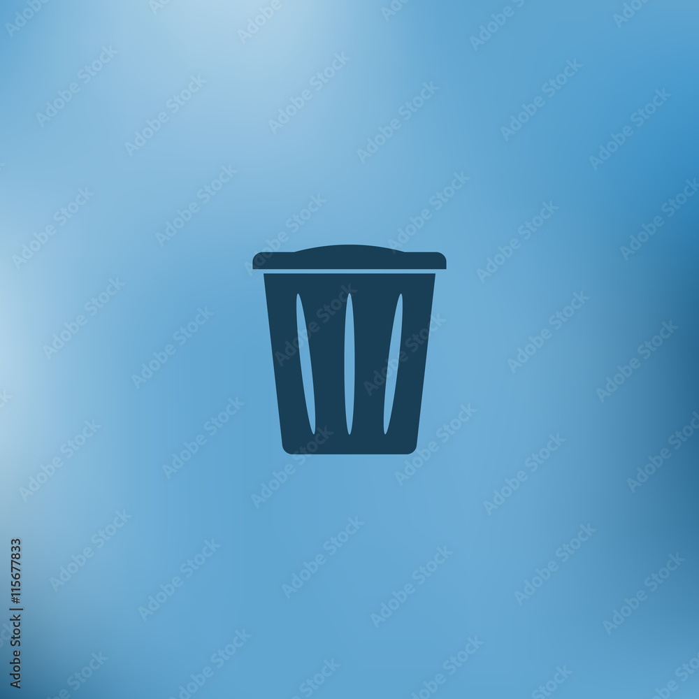 Flat paper cut style icon of trash can Flat paper cut style icon of trash can