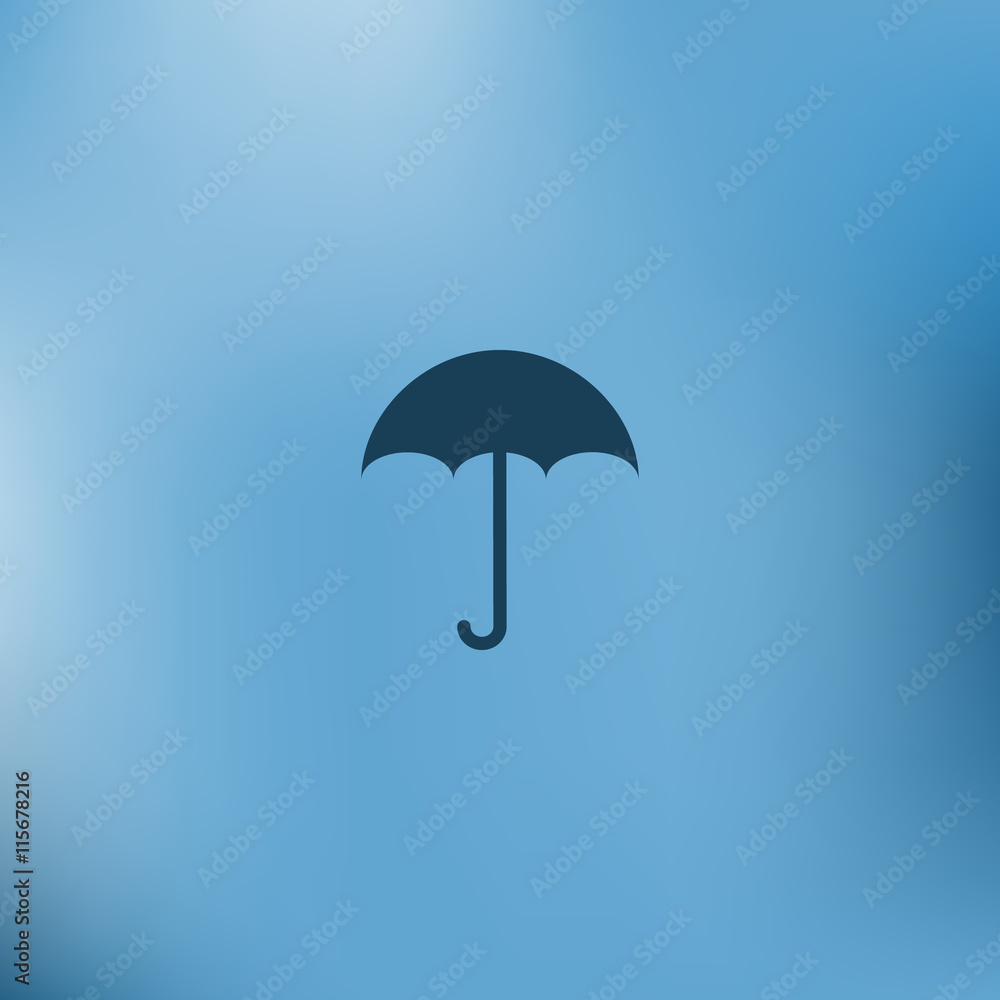 Flat paper cut style icon of umbrella