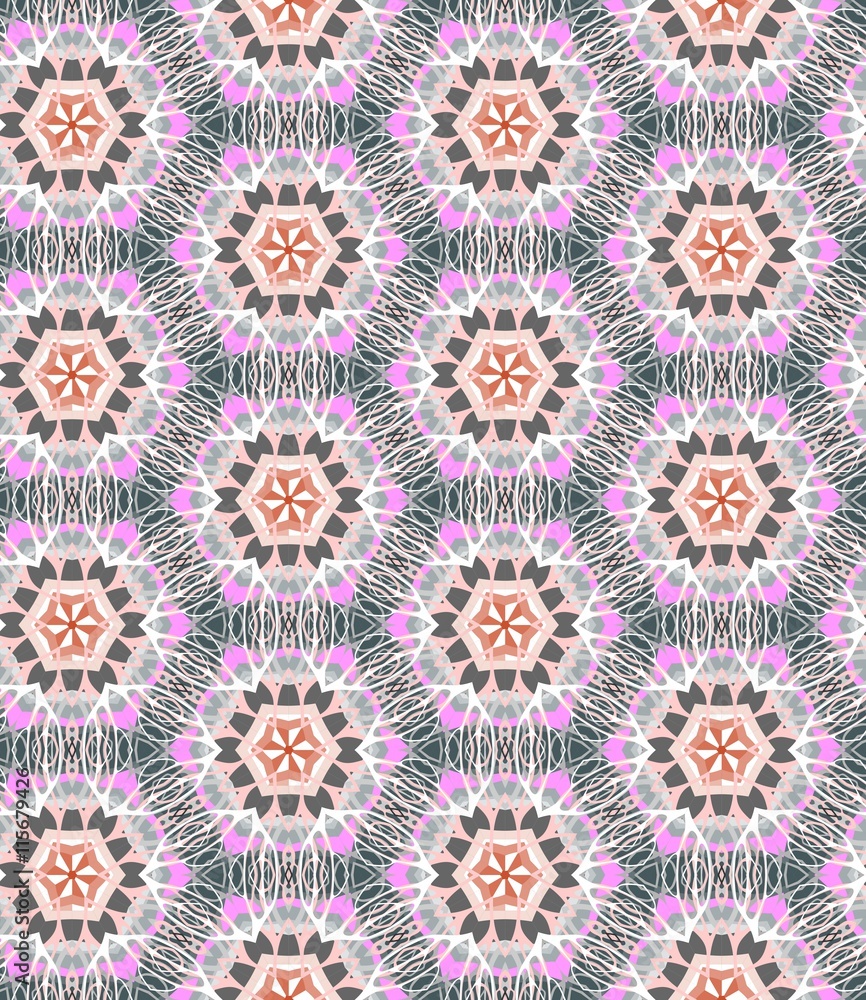 Vector ethnic seamless background. Textile print with tribal ornament.