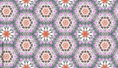 Vector seamless decorative background. Ethnic hexagonal kaleidoscope.