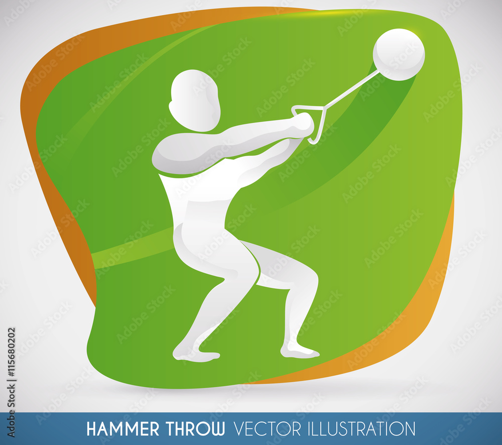 Strong Hammer Throw Athlete Launching Farthest Hammer, Vector