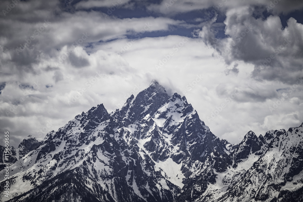 Grand Tetons mountain with cloudy Grand Tetons mountain with cloudy