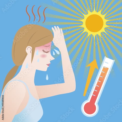 ultraviolet rays from the sun, human heatstroke, image illustration
