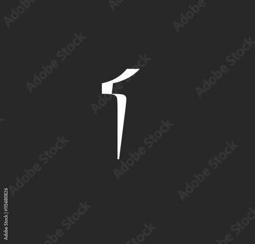 1 logo initial black and shadow
