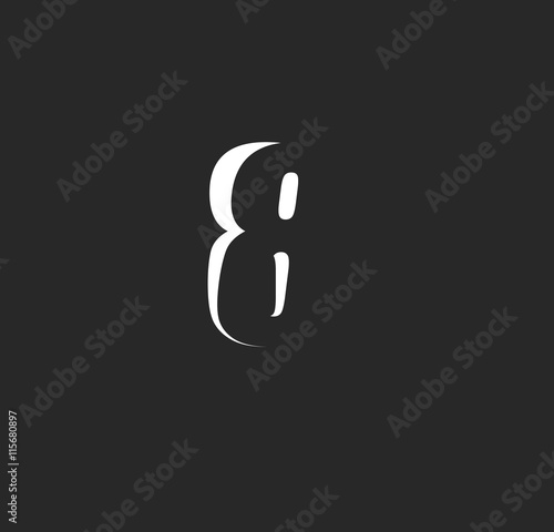 8 logo initial black and shadow