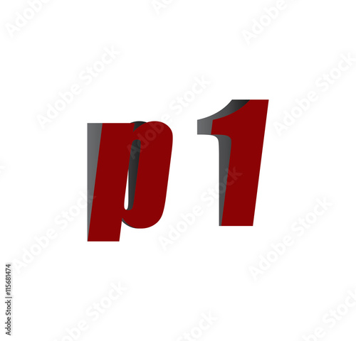 p1 logo initial red and shadow