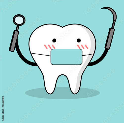 Vector cartoon of tooth dentist doctor