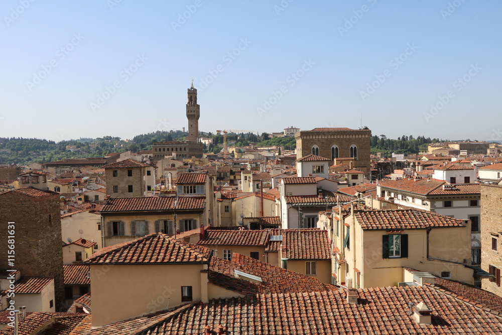 Holidays in Florence looking to Palazzo Vecchio, Tuscany Italy
