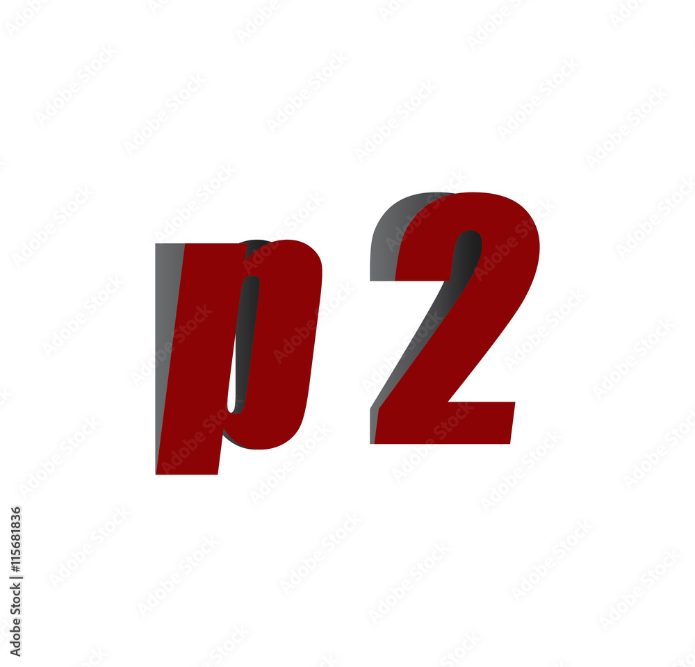 p2 logo initial red and shadow