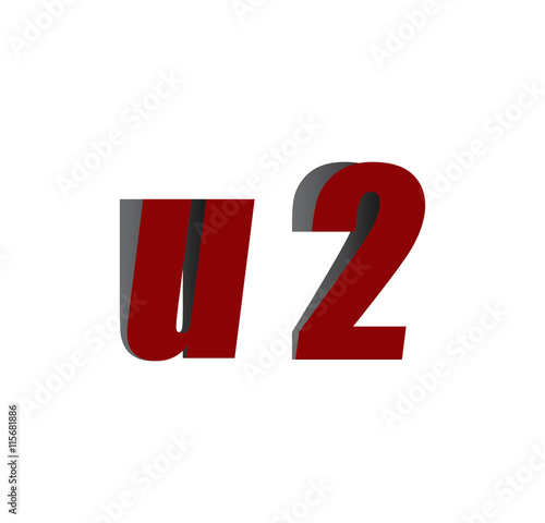 u2 logo initial red and shadow