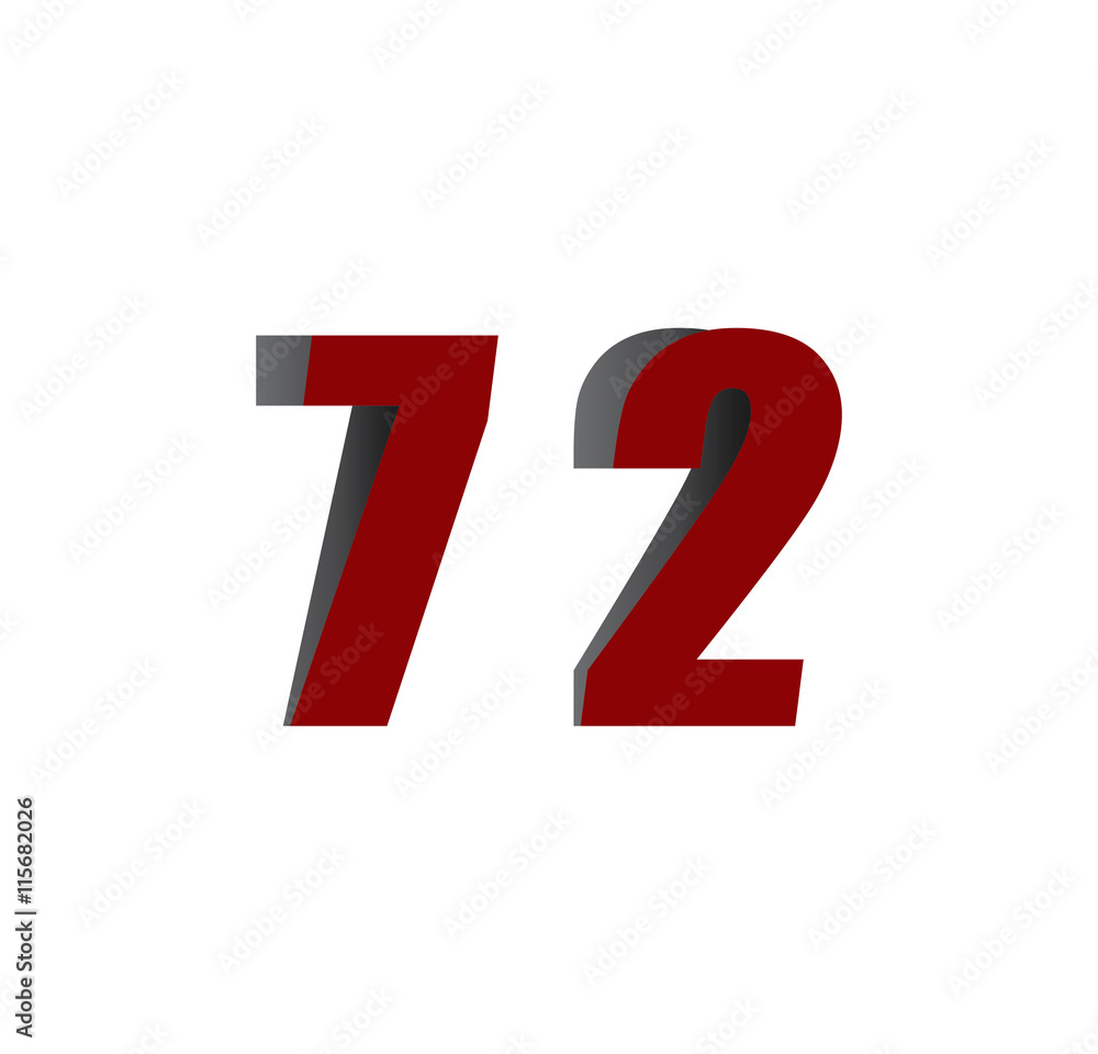72 logo initial red and shadow