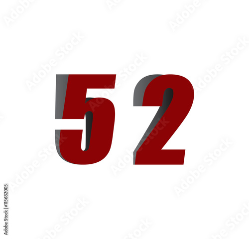 52 logo initial red and shadow