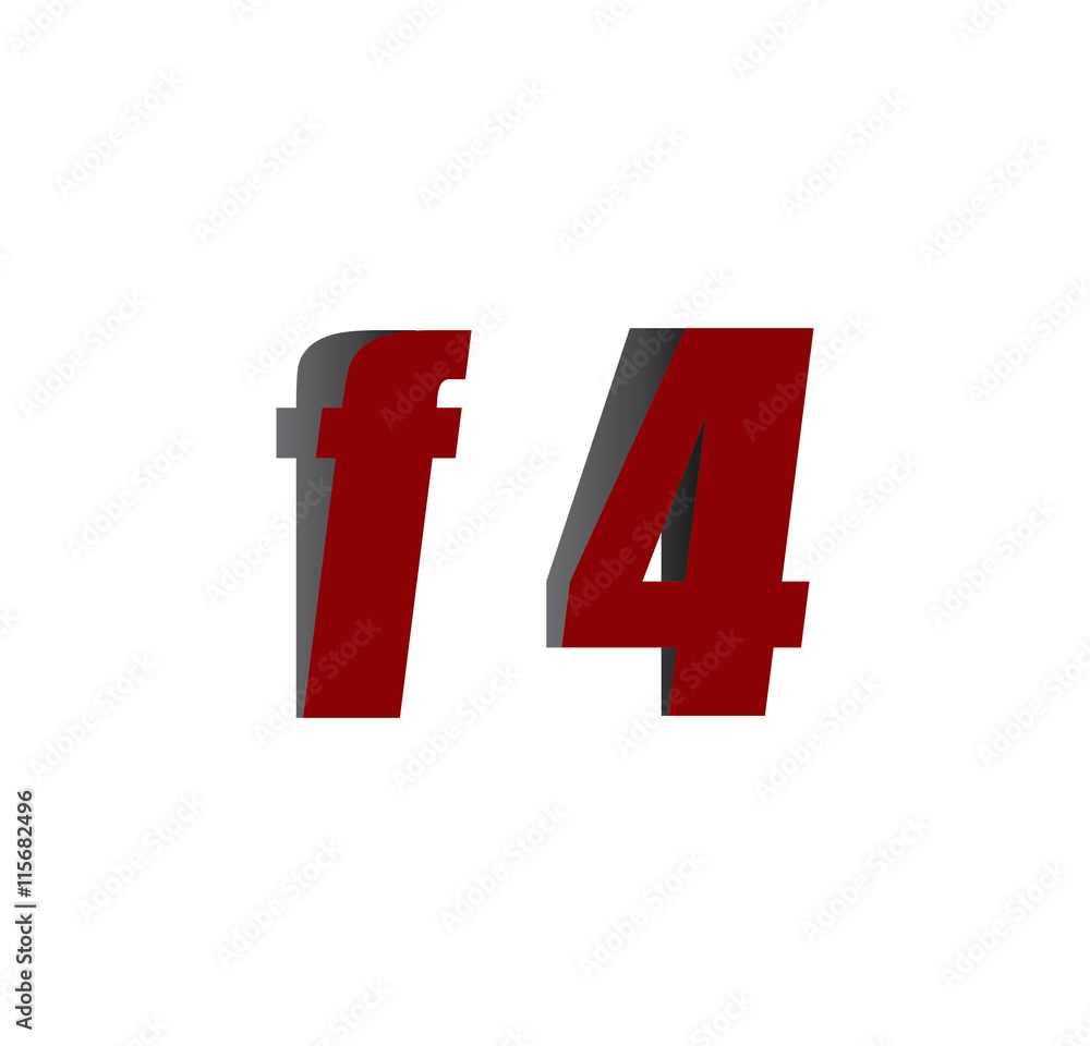 Fototapeta premium f4 logo initial red and shadow