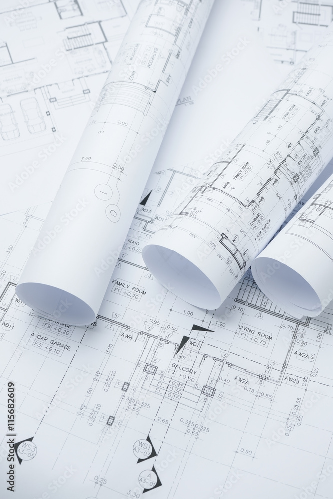 architectural drawing paper rolls of a dwelling for construction architectural drawing paper rolls of a dwelling for construction