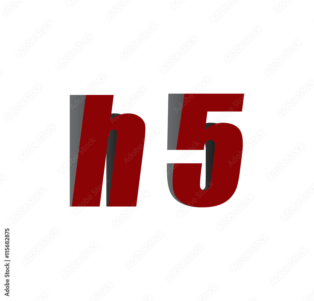 h5 logo initial red and shadow h5 logo initial red and shadow