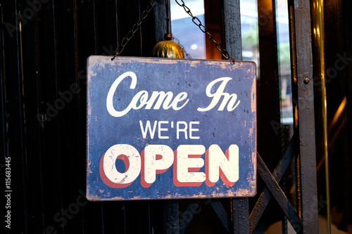 Open sign on the door