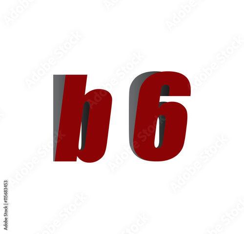 b6 logo initial red and shadow