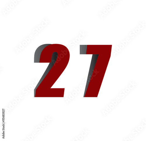 27 logo initial red and shadow
