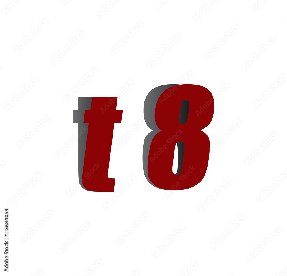Obraz premium t8 logo initial red and shadow
