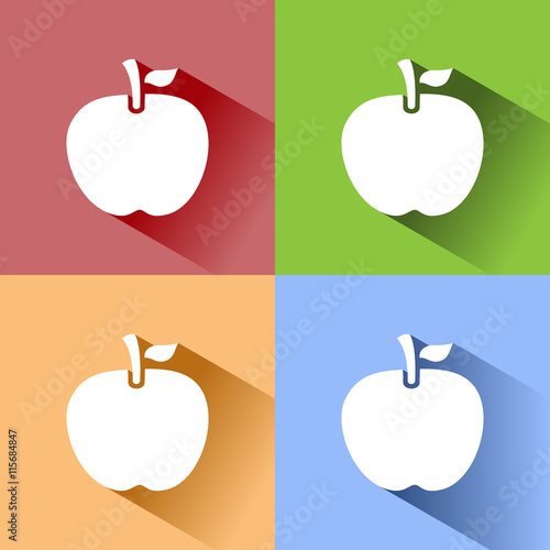Icono de una manzana sobre fondos de colores