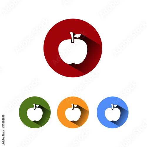 Icono de una manzana sobre fondos de colores