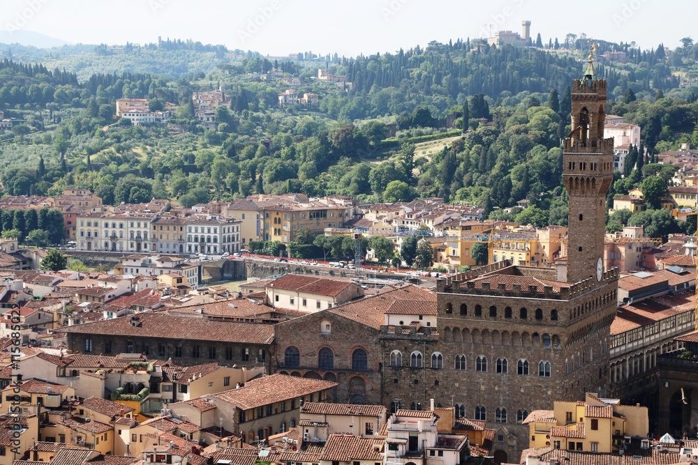 The Palazzo Vecchio at Piazza della Signoria in Florence, Tuscany Italy 