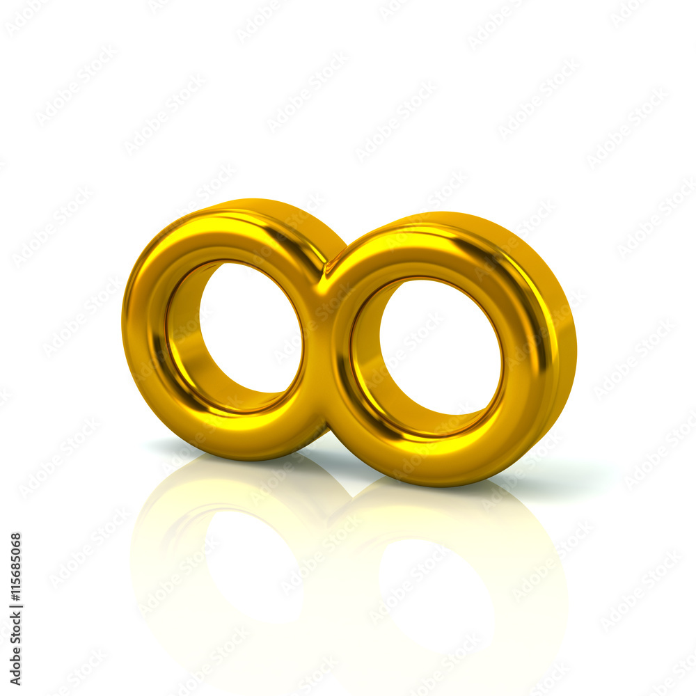 3d illustration of golden infinity icon 3d illustration of golden infinity icon